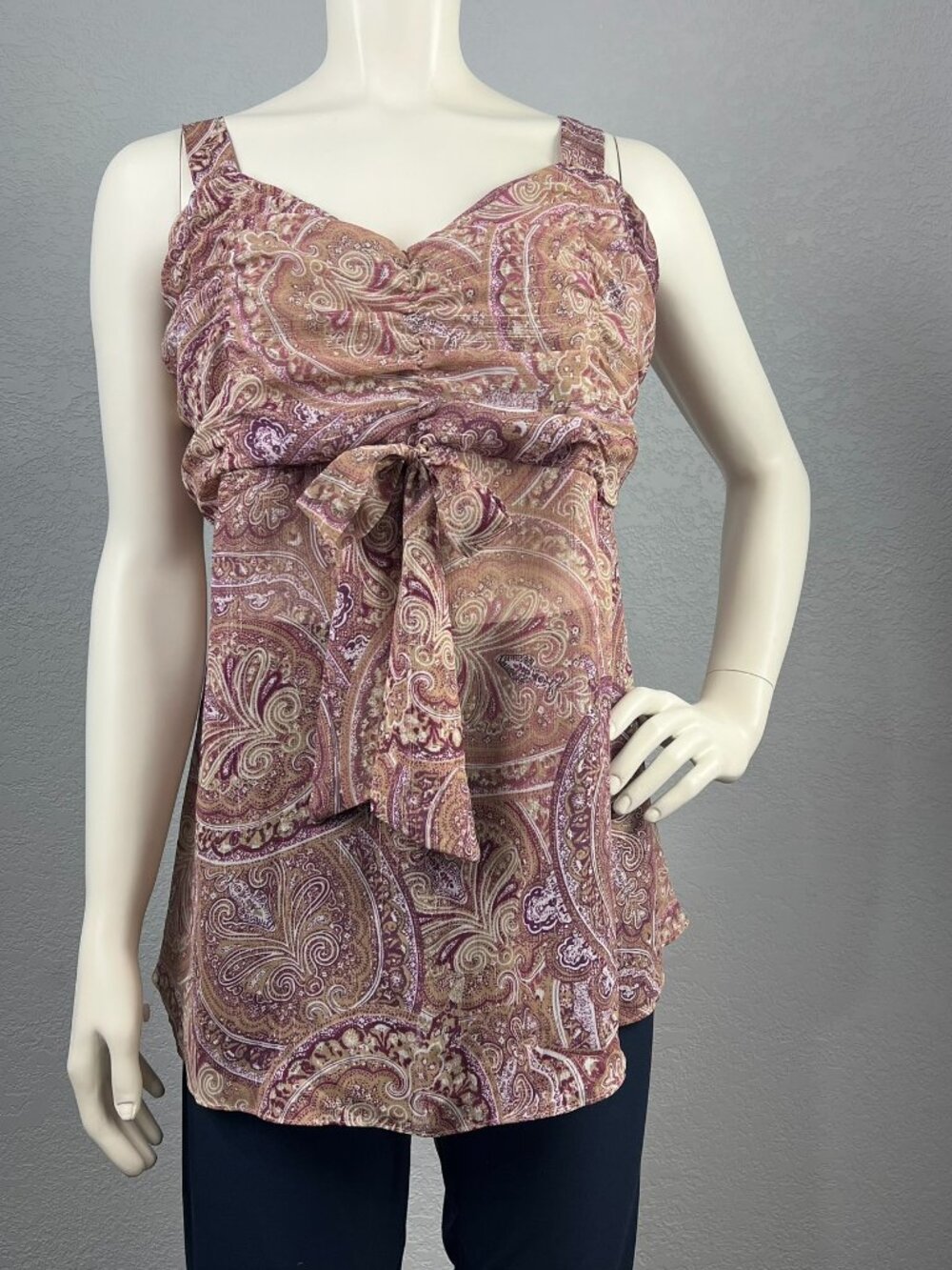 Lane Bryant Wide Shoulder Strap Mauve, Gold and Purple Paisley Blouse Size 18W/2